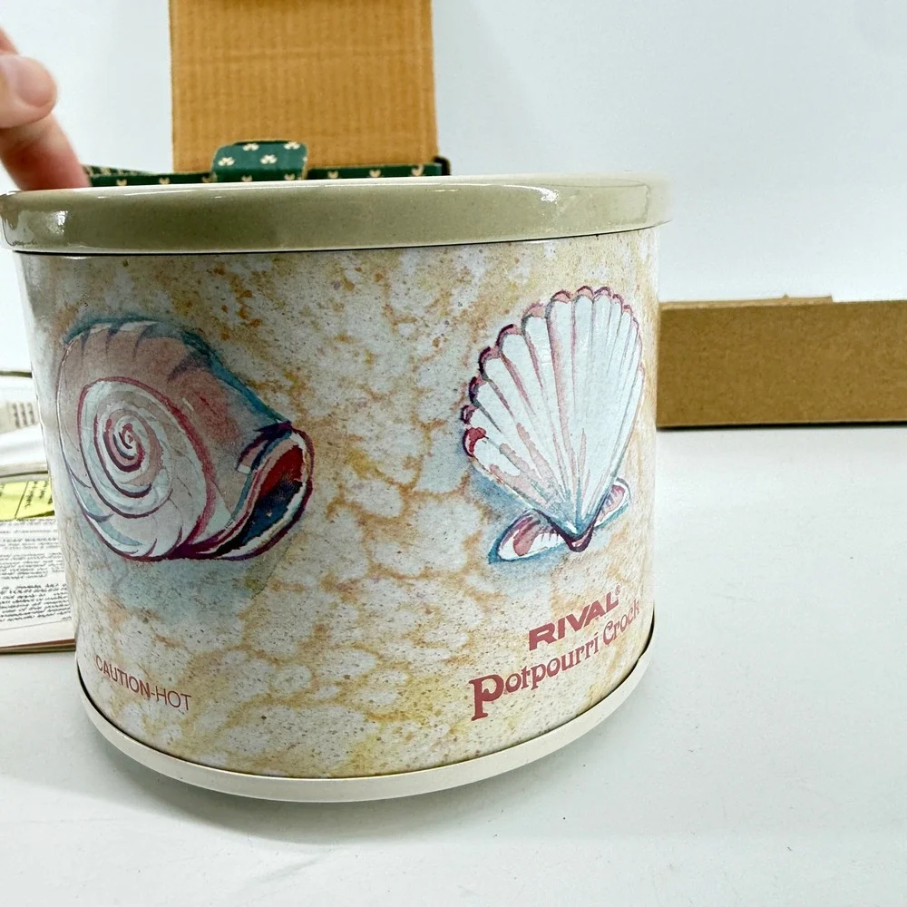 Rival Potpourri Crock Electric Simmering Cooker Beige Seashell Stoneware 3206SS
